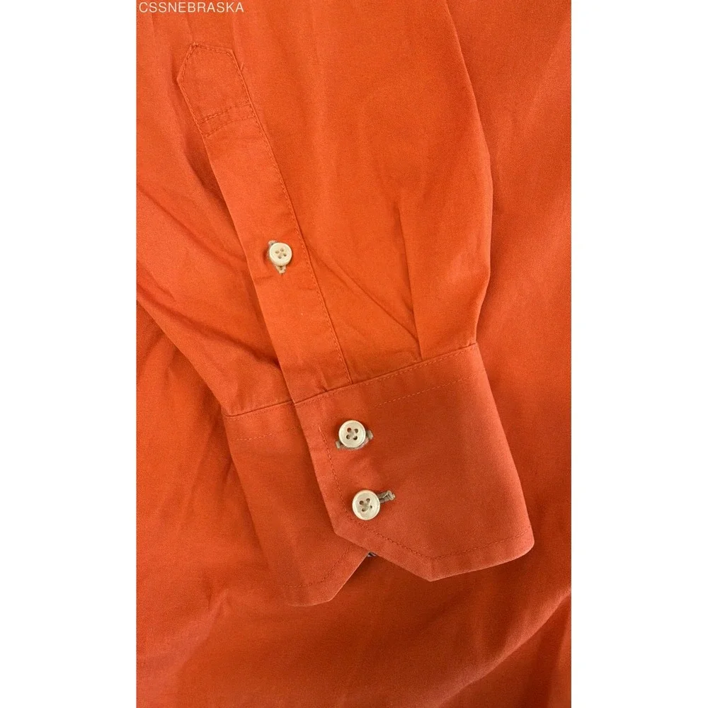 Tommy Hilfiger Mens Long Sleeve Button Down Shirt Orange Plaid Trim Contrast - M
